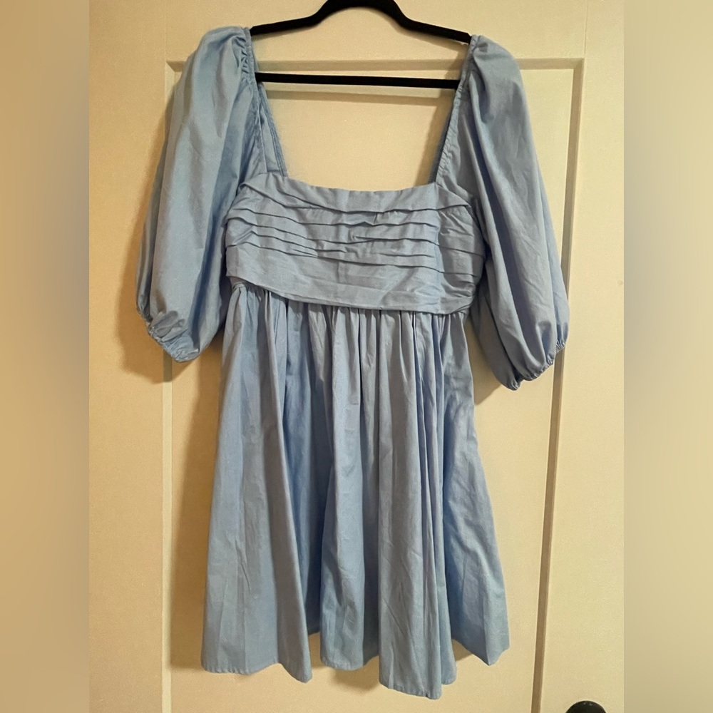 Abercrombie & Fitch Emerson Poplin Puff Sleeve Mini Dress SIZE Medium Tall - Picture 2 of 11